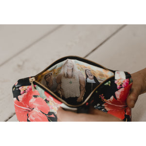 Flower leather photo purse