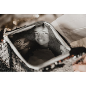 Double sided sequin photo purse