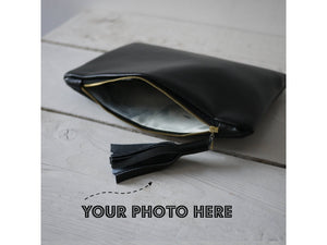Tassel leather photo purse