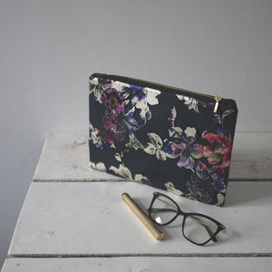 Colorful floral photo purse in ivory and black